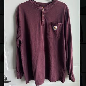 carhartt long sleeve henley - maroon
